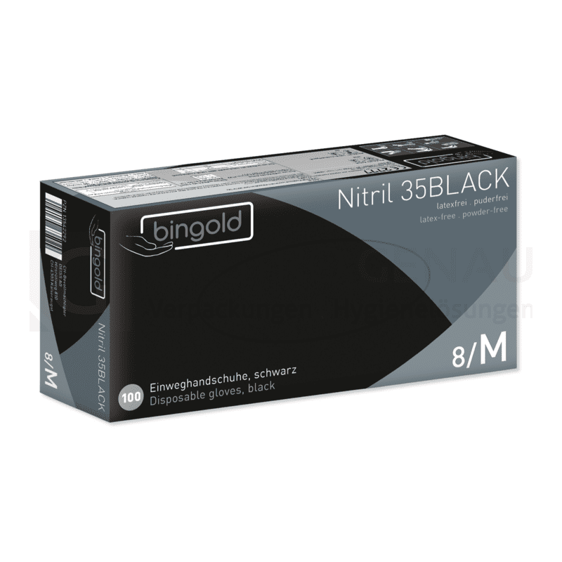 Bingold Nitril 35BLACK Handschuh, schwarz, puderfrei, 100 Stk., M